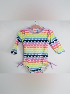 Ruffle Butts Girls Swimsuit | Rainbow Scallop